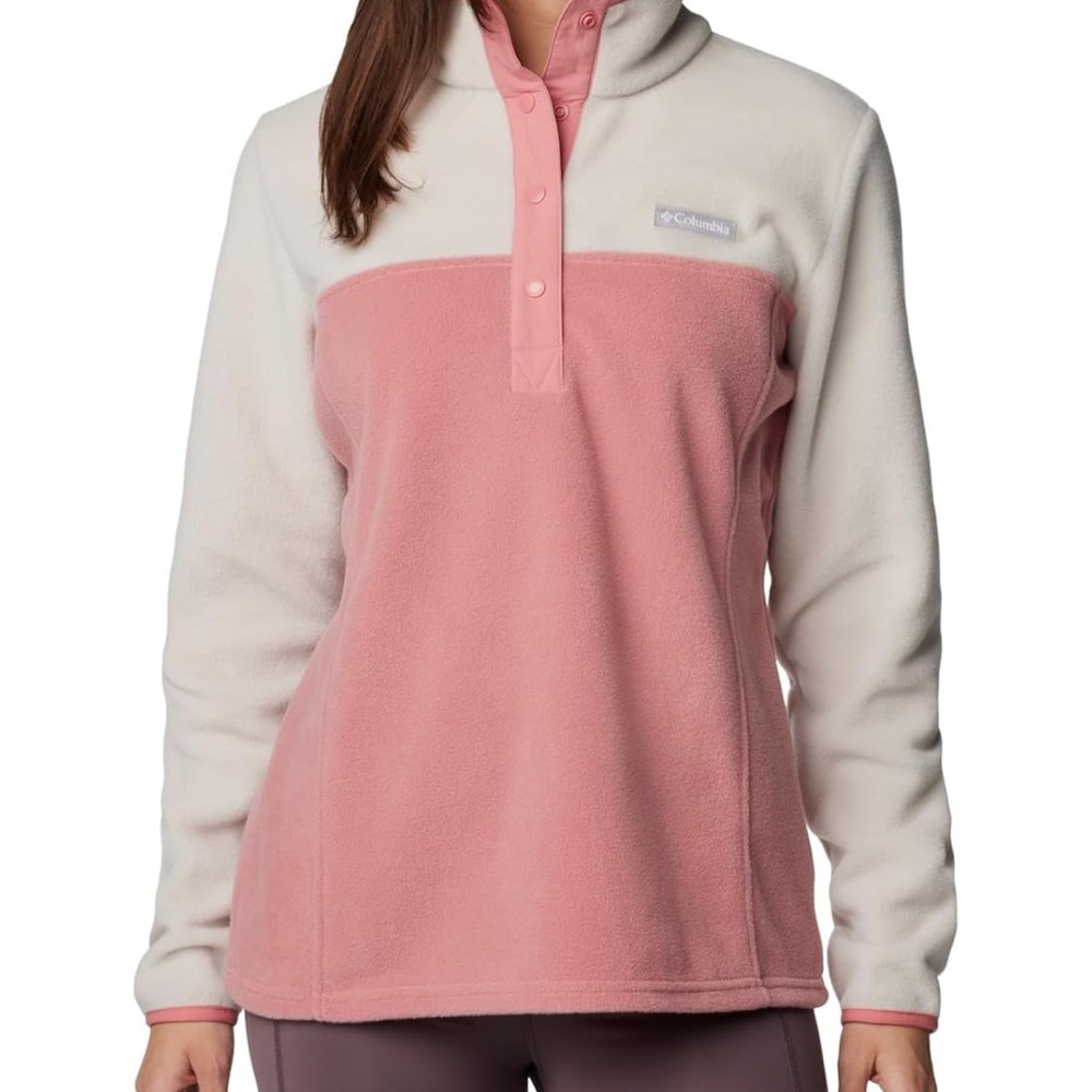 Columbia Pink Boxy Hoodie with Polo Collar